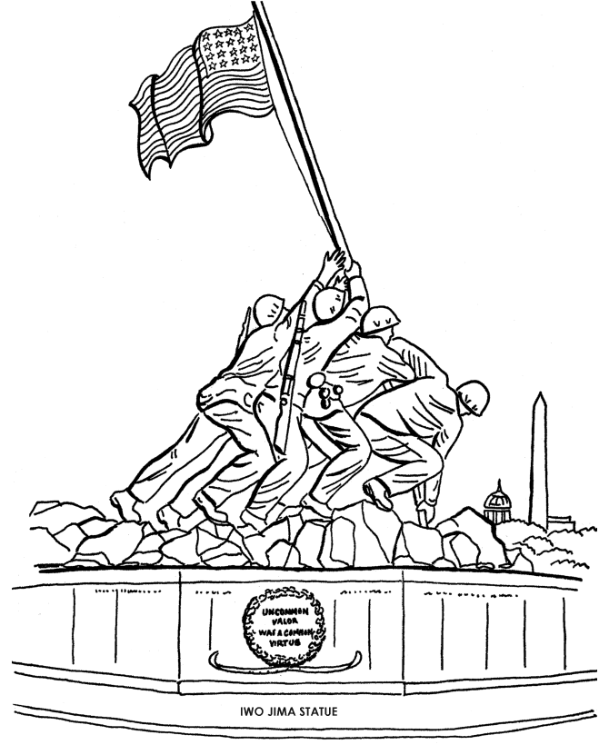 Memorial Day Coloring Pages - Iwo Jima Statue Coloring Pages 