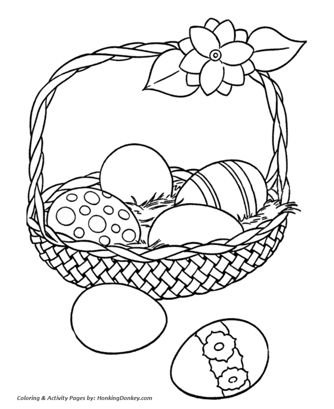 Easter Basket Coloring Pages - Easter Basket full of Eggs | HonkingDonkey