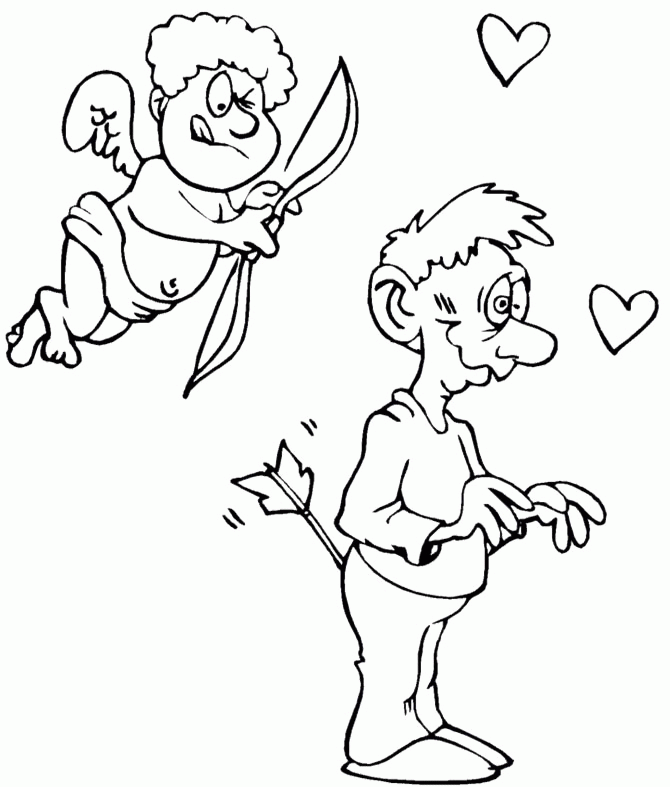 Valentine Day : Valentines Day Cupid Coloring Page Picture 