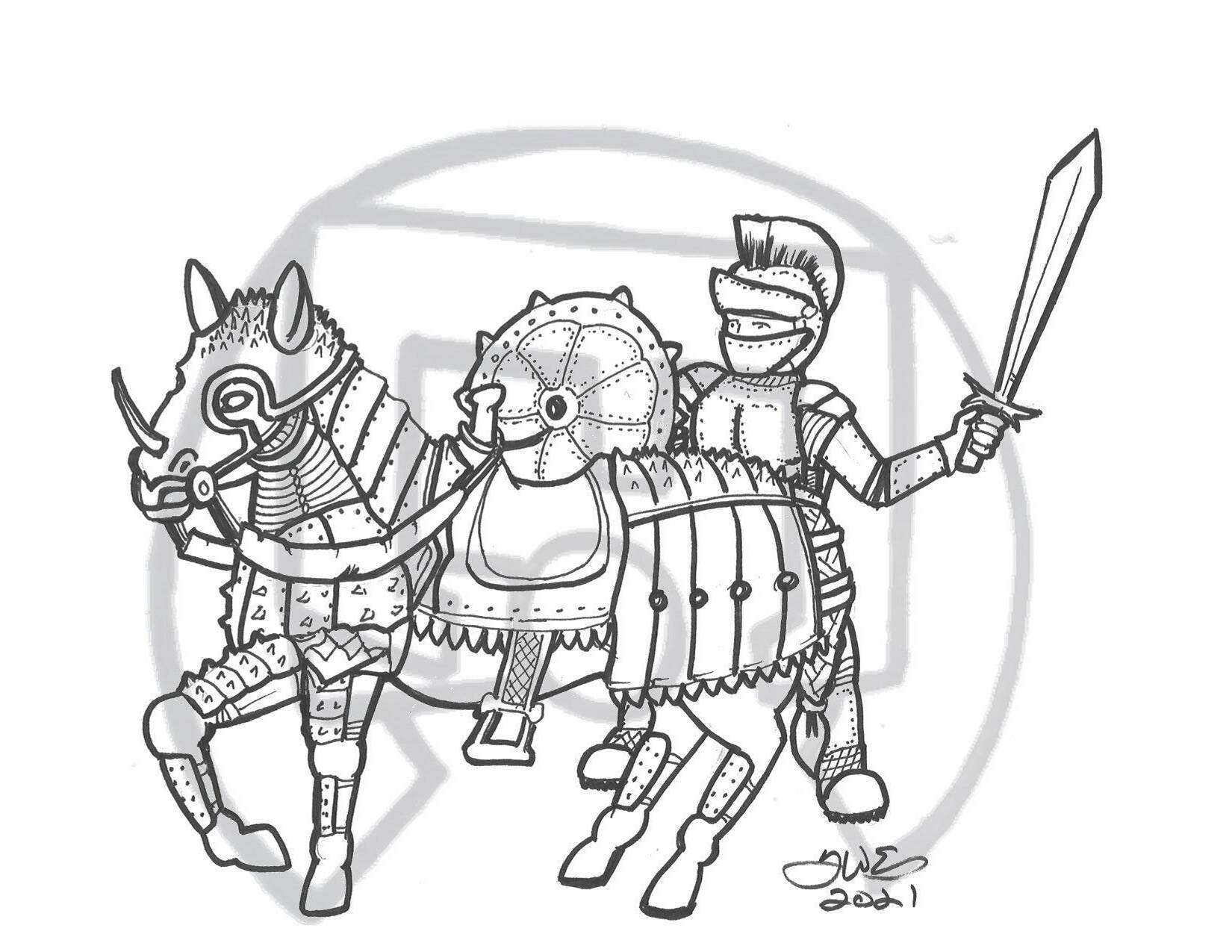 Knight in Shining Armor Individual Coloring Page | Etsy