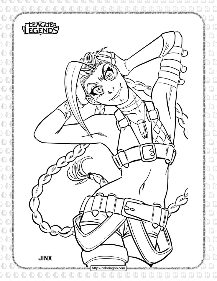 Printable League of Legends Jinx Coloring Page | Coloring pages, Coloring  book pages, League of legends