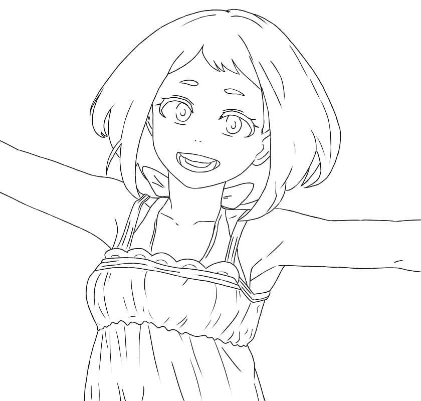 Uraraka 2 Coloring Page - Free Printable Coloring Pages for Kids