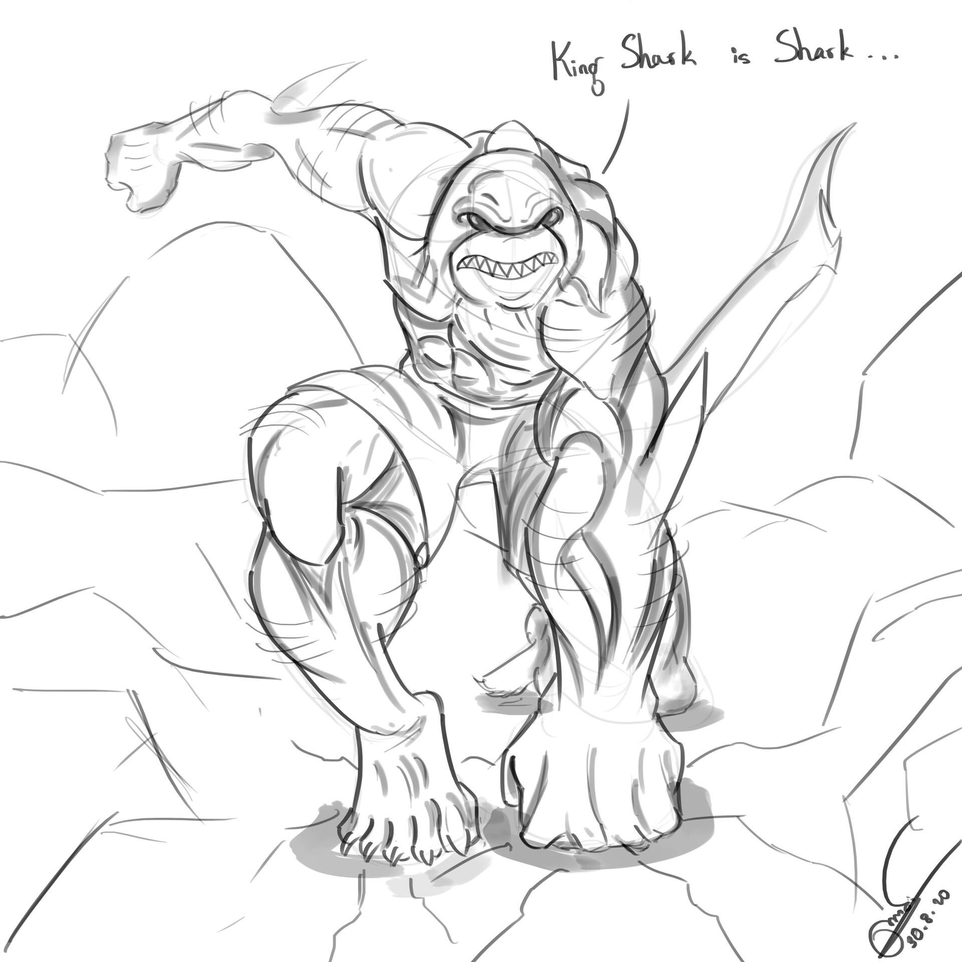 Kaung Khant Zaw - let's draw villain also anti-hero this time. The Mighty King  Shark's sketch
