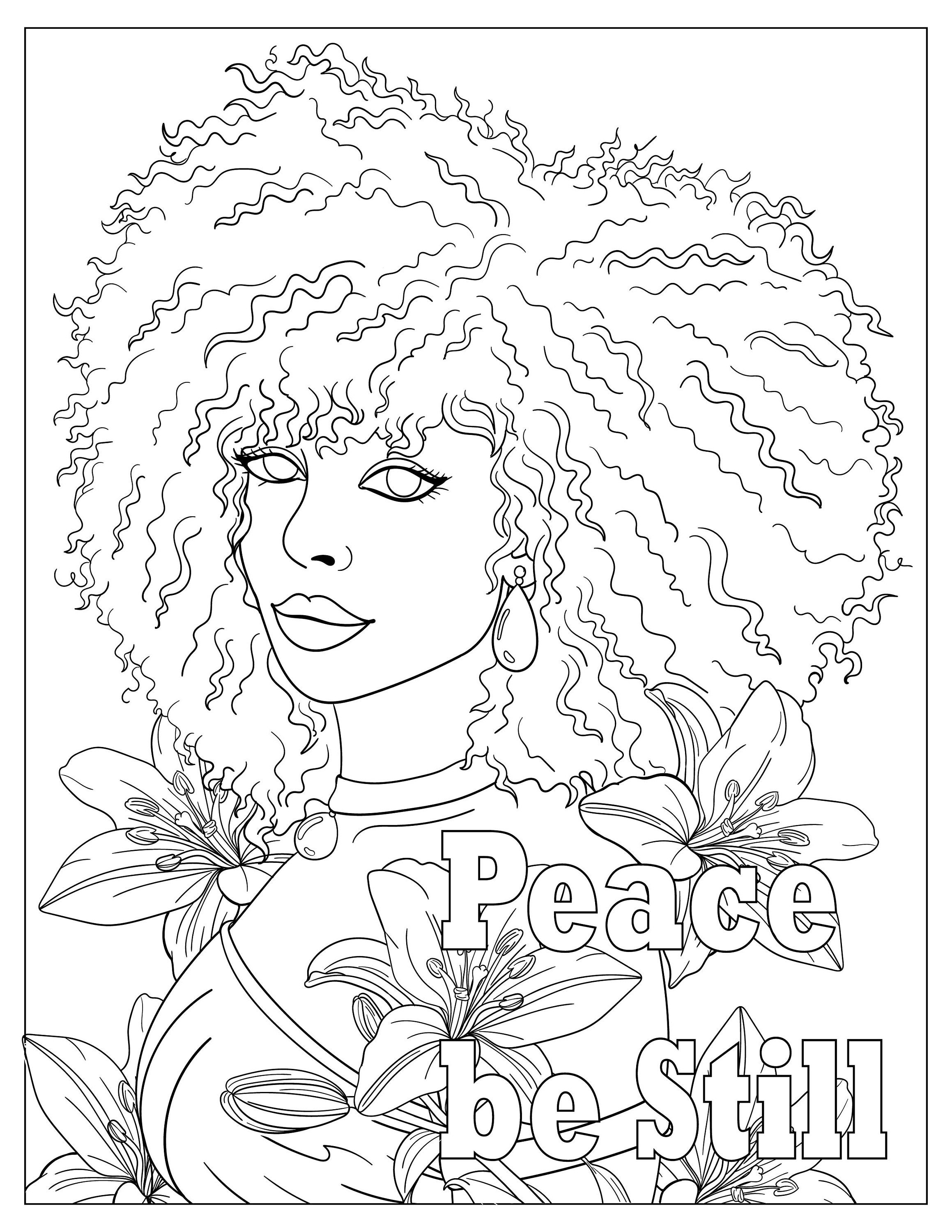 Peace Be Still Black Girl Magic Natural Hair Coloring Page - Etsy