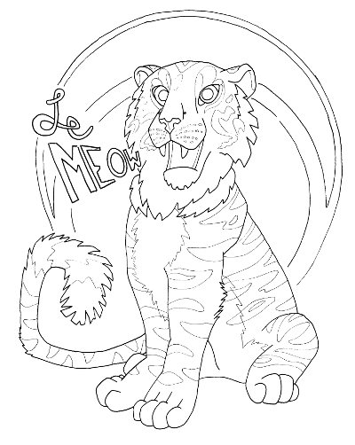 Happy Tiger Coloring Page for Adults - Root Inspirations