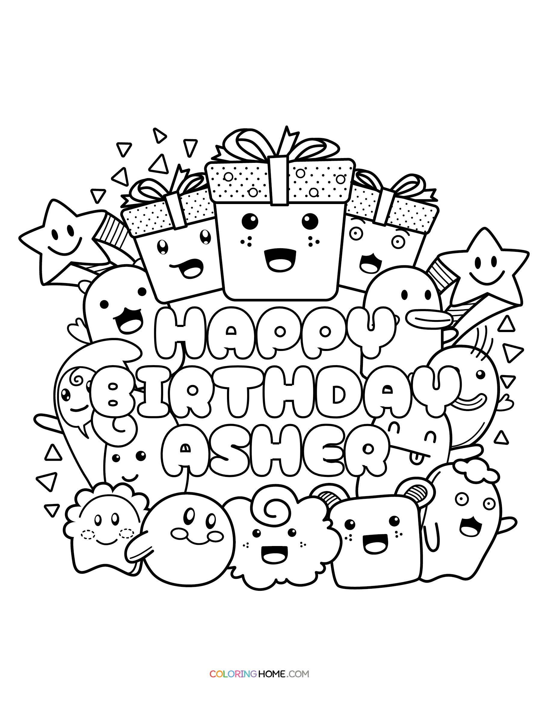 Happy Birthday Asher coloring page