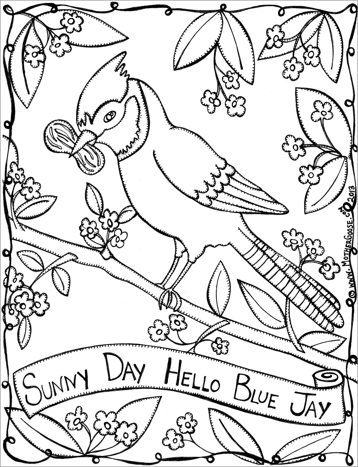 Blue Jay Coloring Page for Kids - ColoringBay