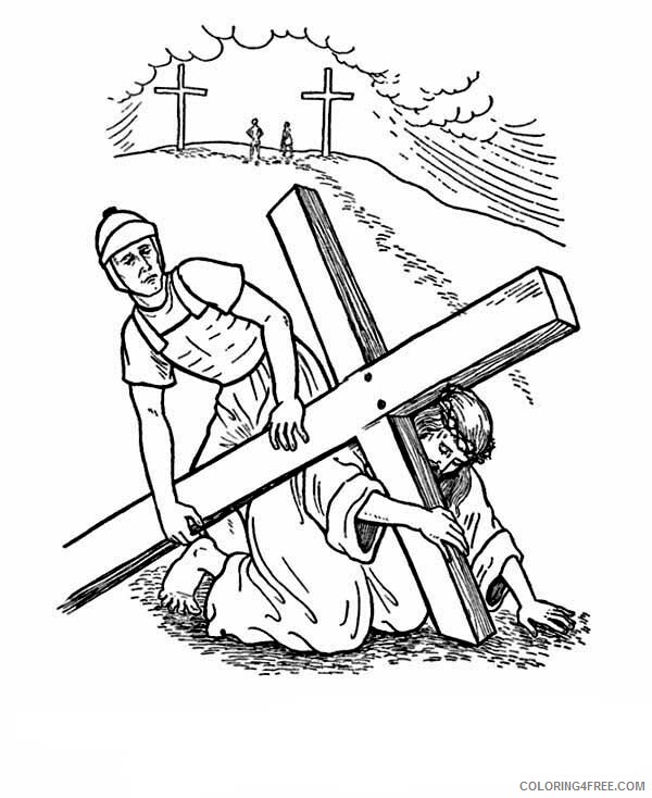 Cross Coloring Pages Carrying Cross Good Friday Printable 2021 1876  Coloring4free - Coloring4Free.com