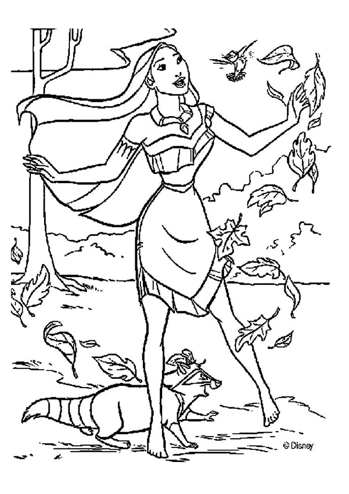 Pocahontas to color for kids - Pocahontas Kids Coloring Pages