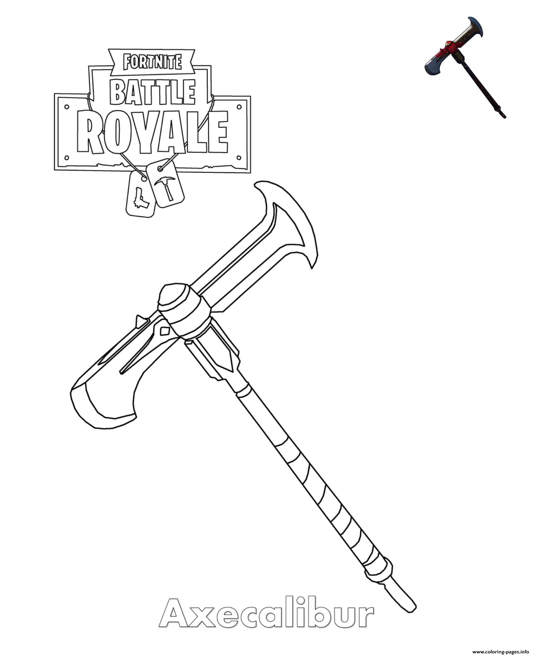 Axecalibur Fortnite Item Coloring Pages Printable