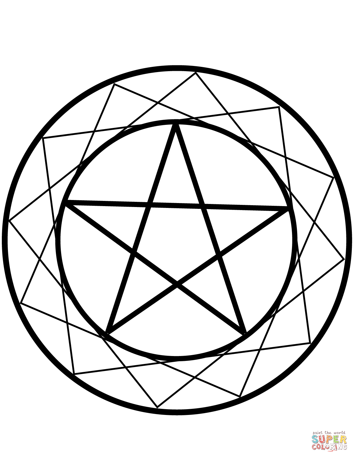Wiccan Pentacle coloring page | Free Printable Coloring Pages