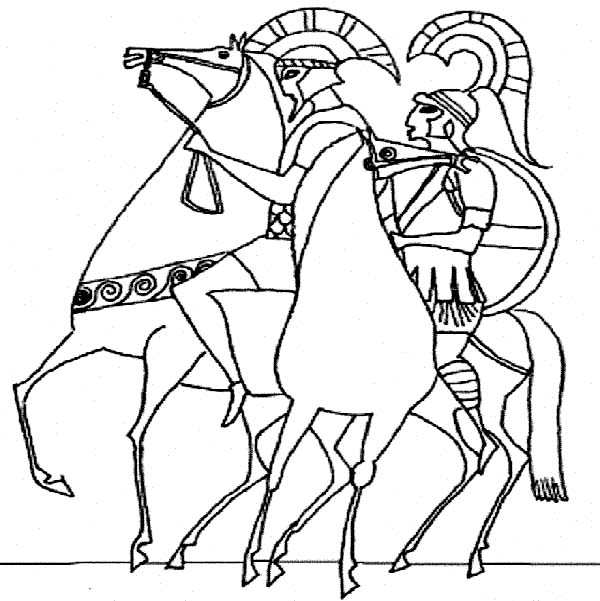 Ancient Rome Army in Classic Greek Style Drawing Coloring Page - NetArt