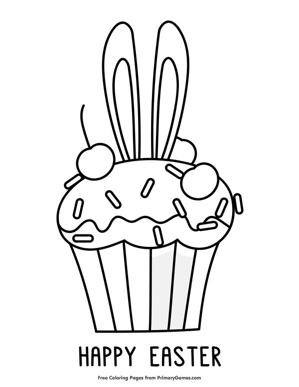 Easter Cupcake Coloring Page • FREE ...