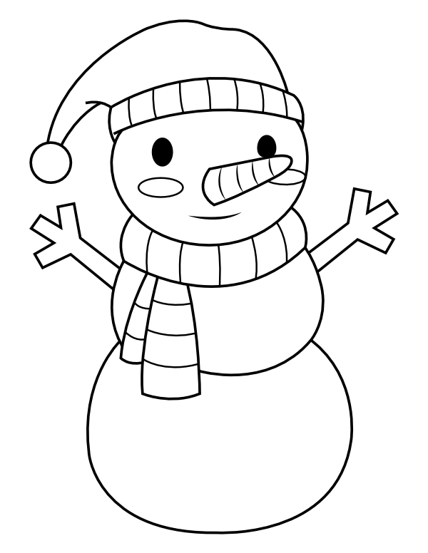 Printable Snowman Wearing Scarf and Hat ...