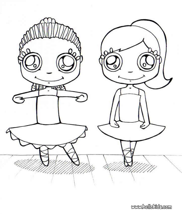 DANCE coloring pages - Group of young ballet dancers