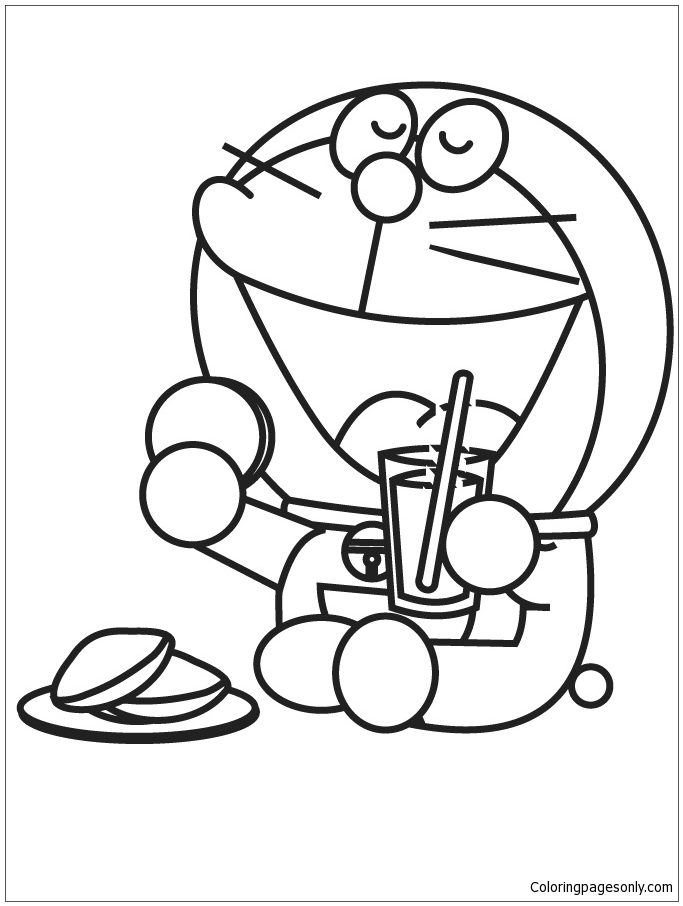 Doraemon Having Lunch Coloring Page - Free Coloring Pages Online
