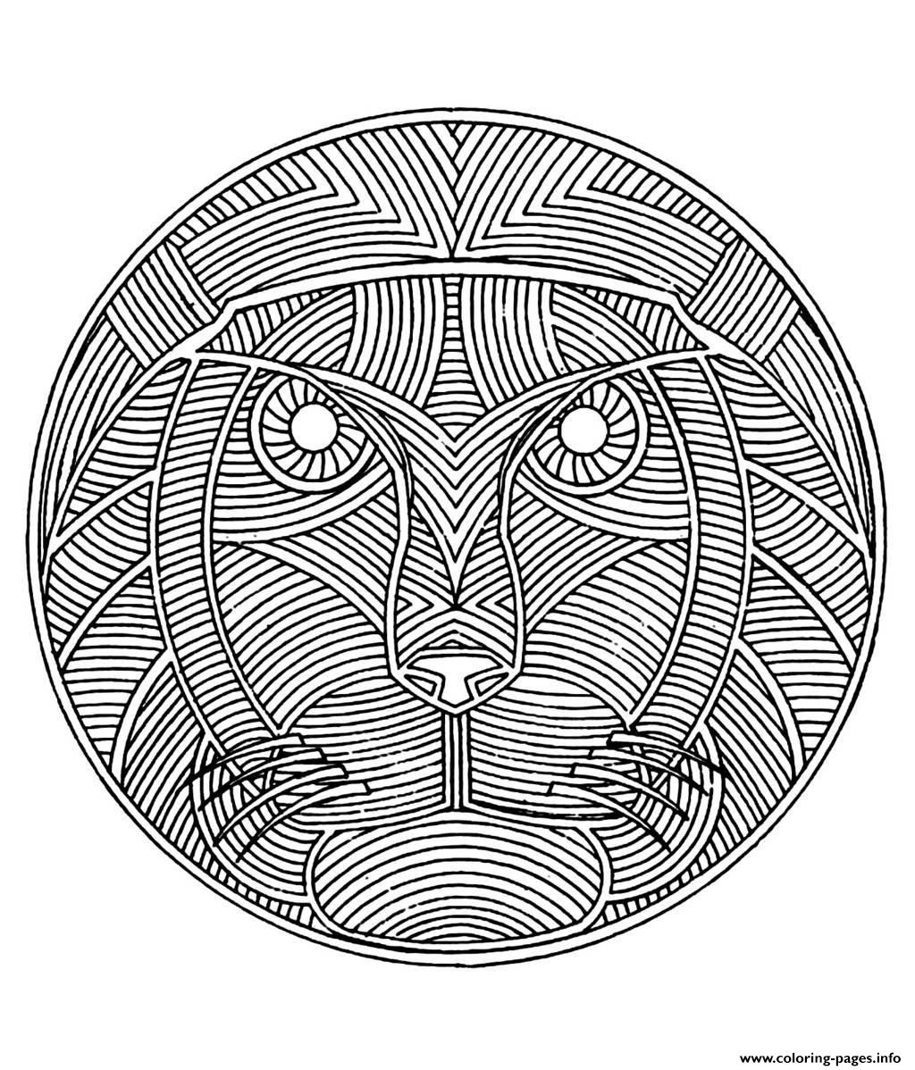 Print free mandala difficult adult to print lion Coloring pages