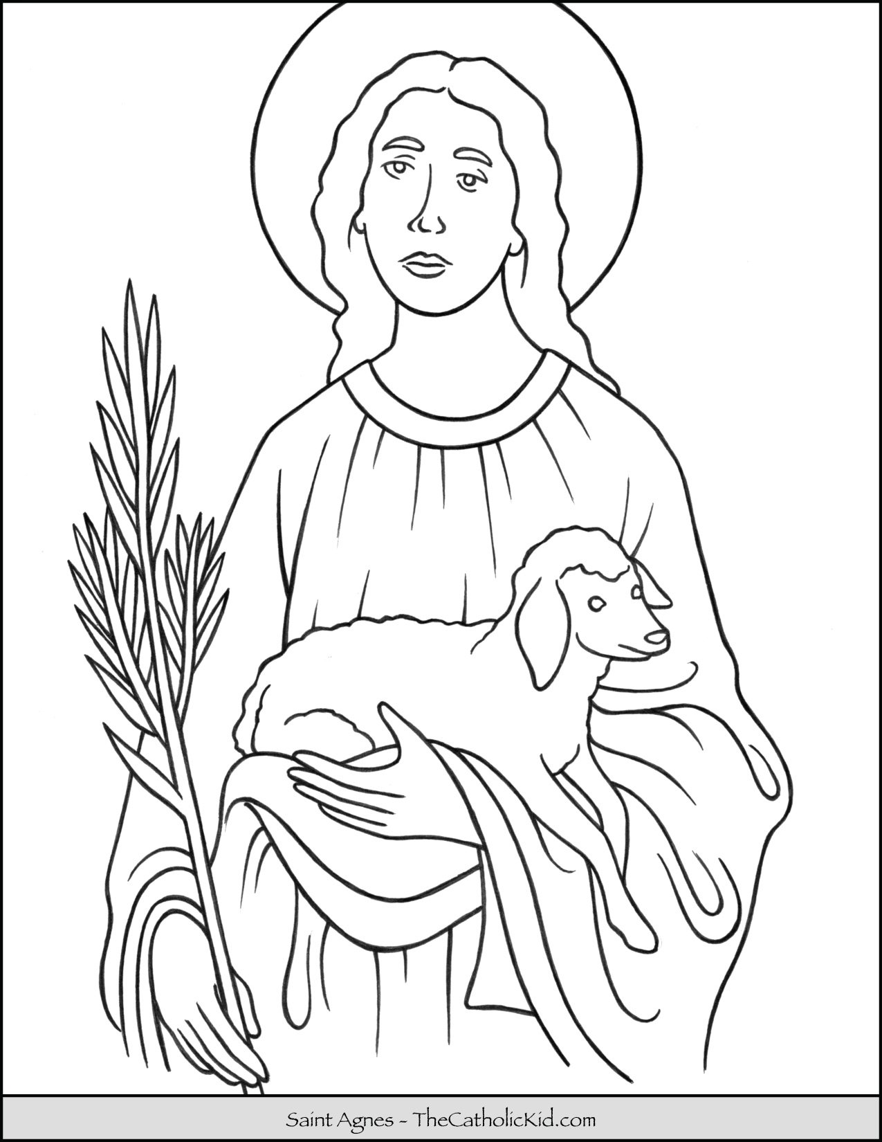 Saint Agnes Coloring Page - TheCatholicKid.com