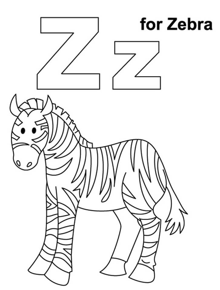 Zebra Letter Z 1 Coloring Page - Free Printable Coloring Pages for Kids