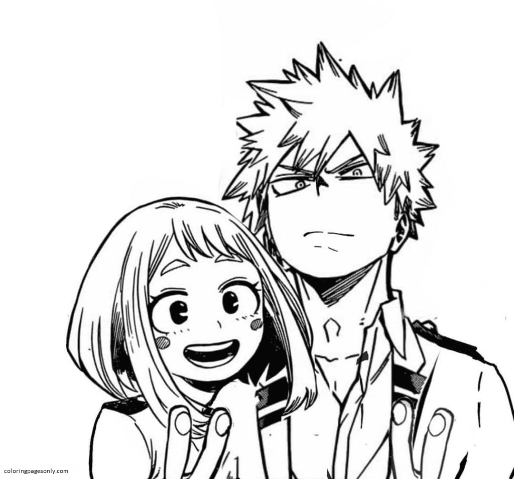 Ochako Uraraka and Bakugo Coloring Pages - Uraraka Coloring Pages - Coloring  Pages For Kids And Adults