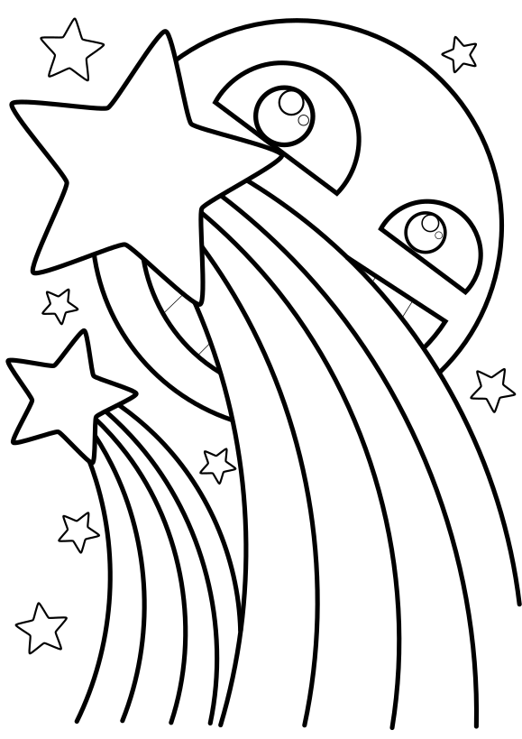 Shooting star and moon coloring page Free Printable! Nurieworld-Japan