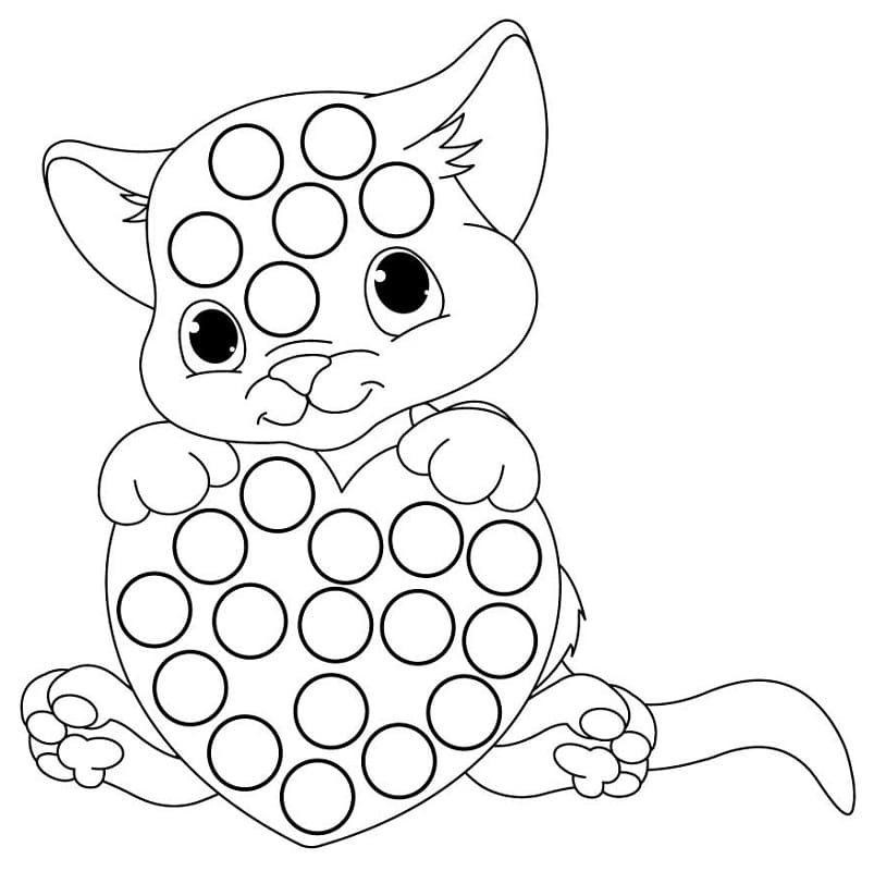 Kitten Dot Marker Coloring Page - Free Printable Coloring Pages for Kids