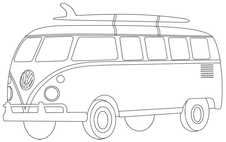 Image result for vw van surfboard coloring | Coloring pages, Digital  stamps, Digi stamps