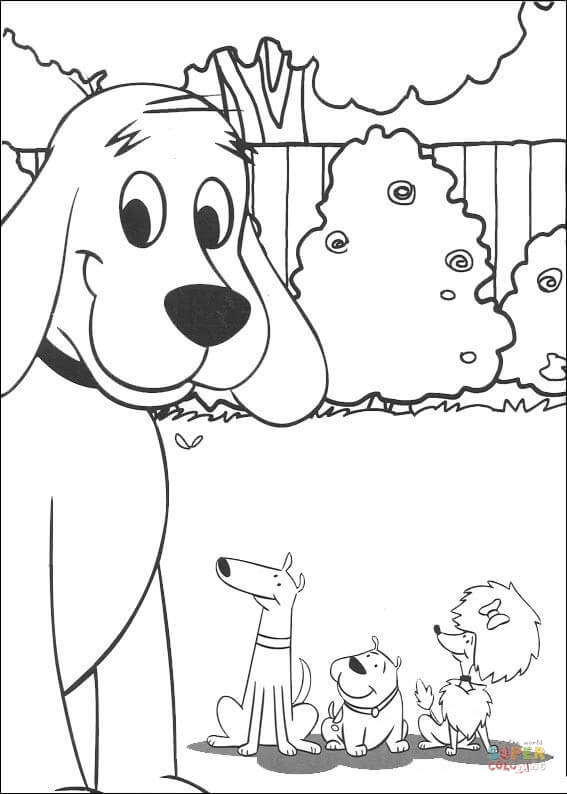 Clifford Giant And its small dog friends coloring page | Free Printable Coloring  Pages