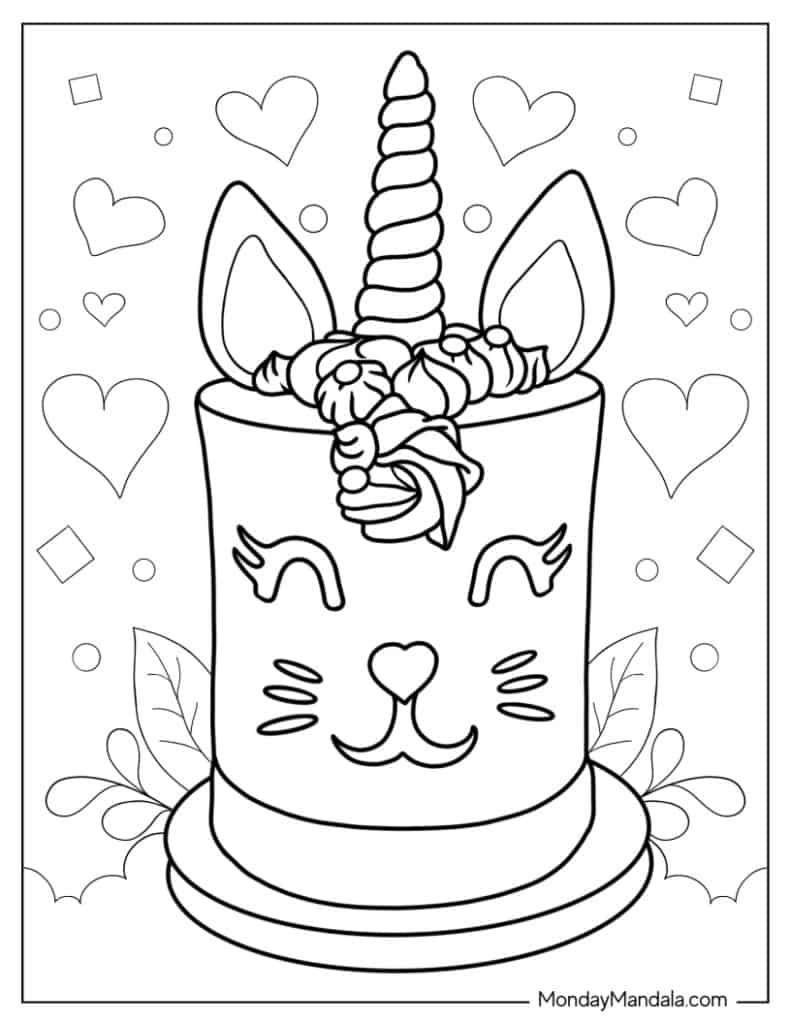 28 Unicorn Cat Coloring Pages (Free PDF Printables)