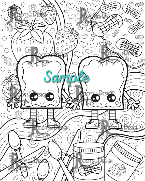 INSTANT DOWNLOAD Coloring Page Peanut Butter and Jelly Art - Etsy Israel