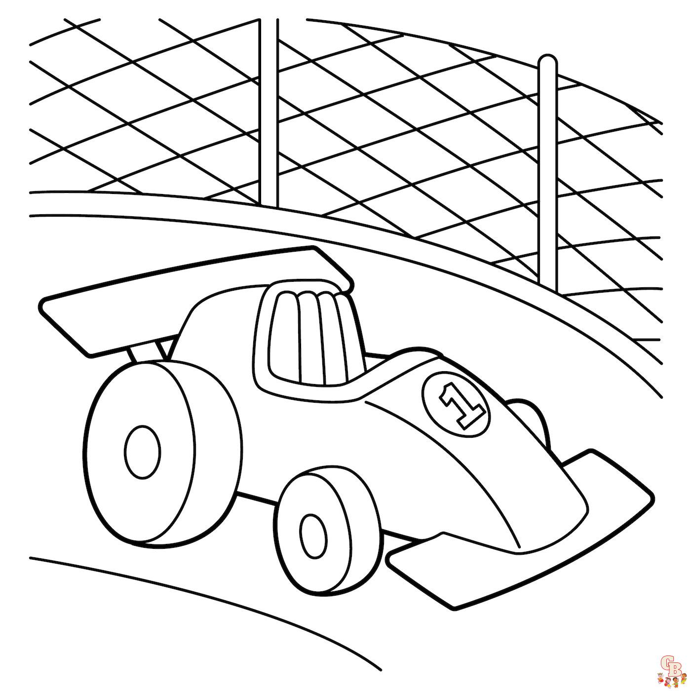 Race Car Coloring Pages - Free Printable Sheets for Kids | GBcoloring