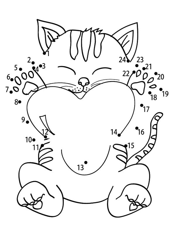 Free & Printable Connect Kitten Dots Coloring Picture, Assignment Sheets  Pictures for Child | Parentune.com