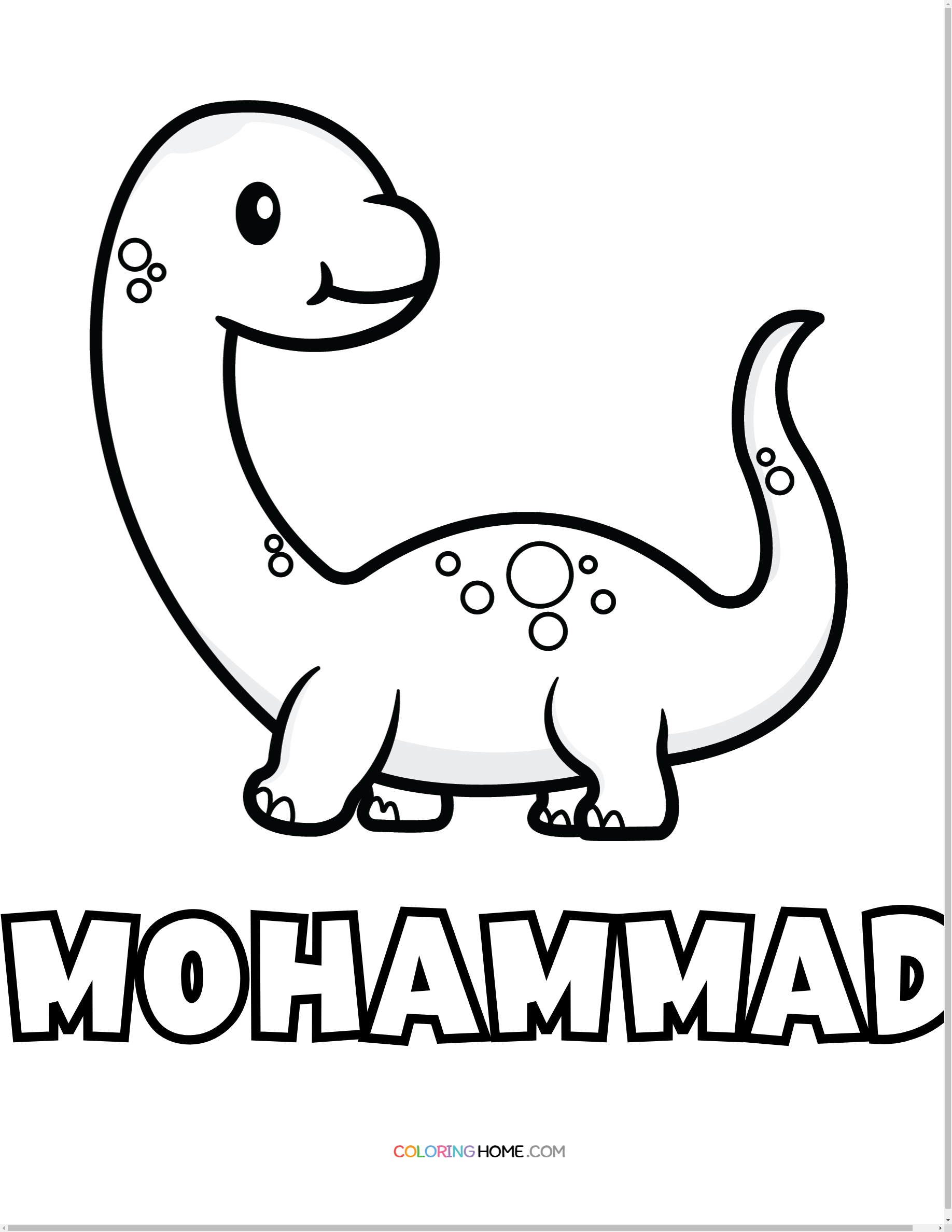 Mohammad dinosaur coloring page