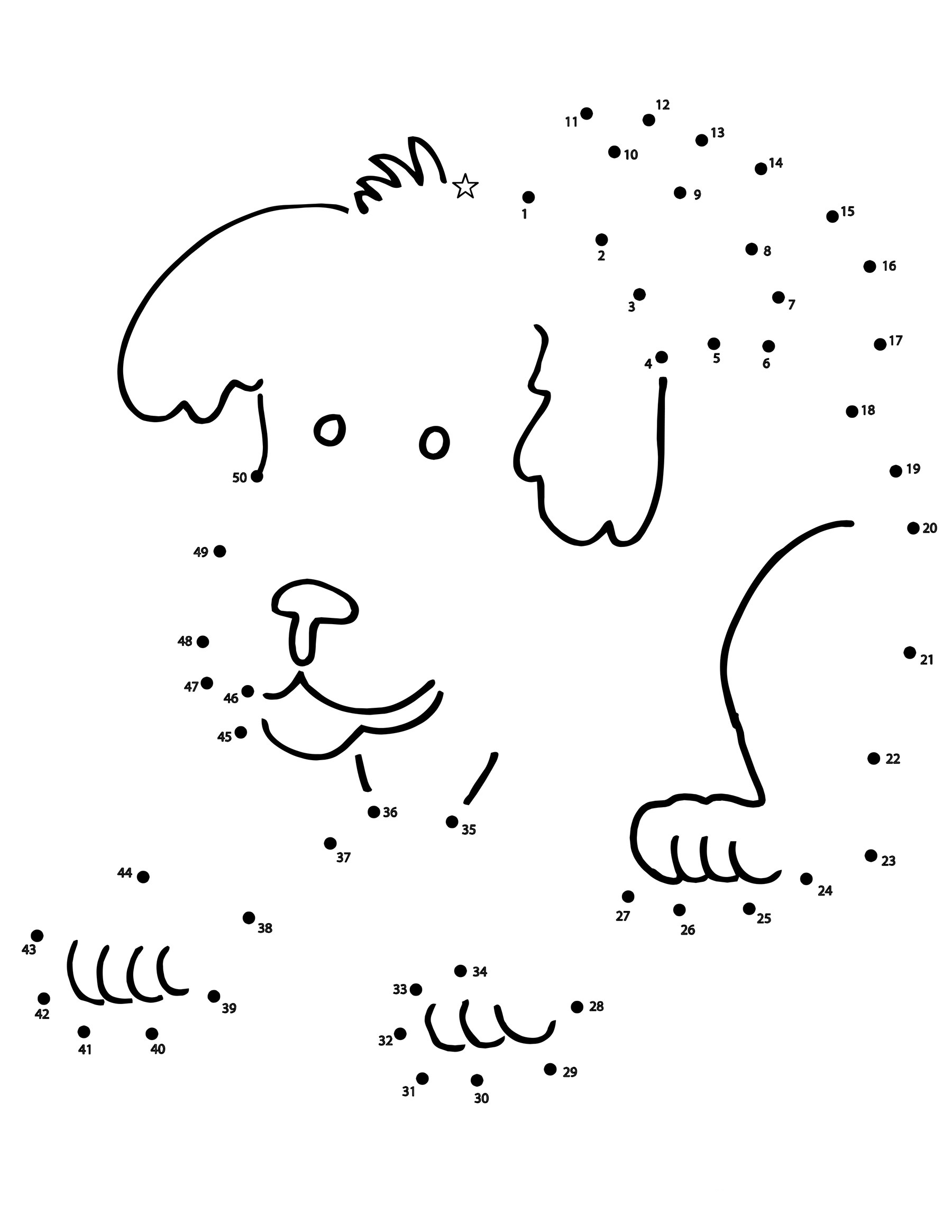 Puppy Dot To Dots Coloring Page - Free Printable Coloring Pages ...