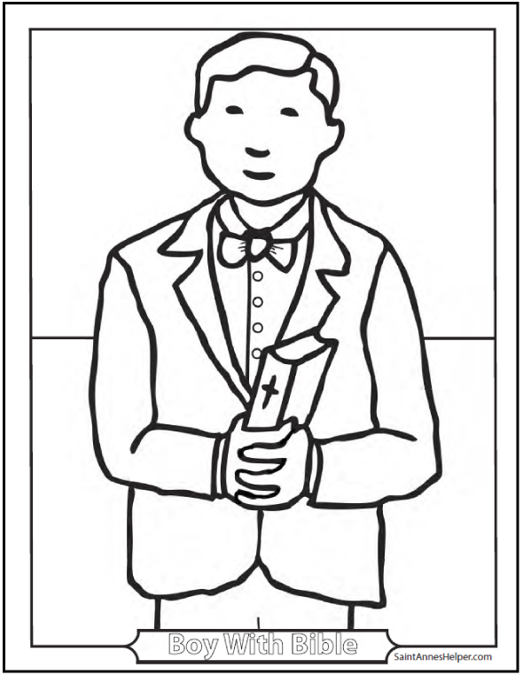 Children's Bible Coloring Page ❤+❤ Boy With Bible