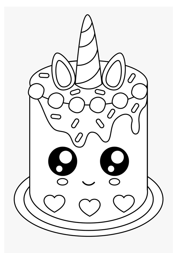 Printable Unicorn Cake Coloring Pages