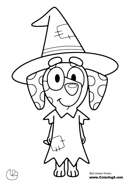 Halloween Bluey Coloring Pages (Bluey and Chloe as Witches) | Printable  Sheets | Halloween coloring pages, Halloween coloring sheets, Halloween  coloring
