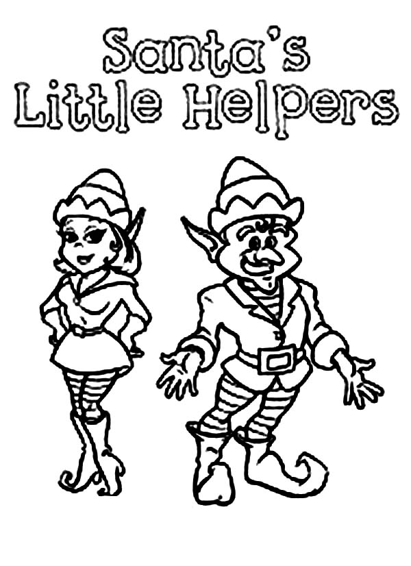 Santa's Little Helpers in Elf Coloring Page: Santa's Little ...