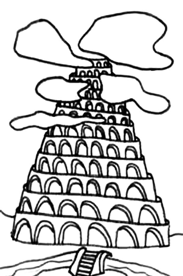 Tower of Babel Drawing Coloring Page | Kids Play Color