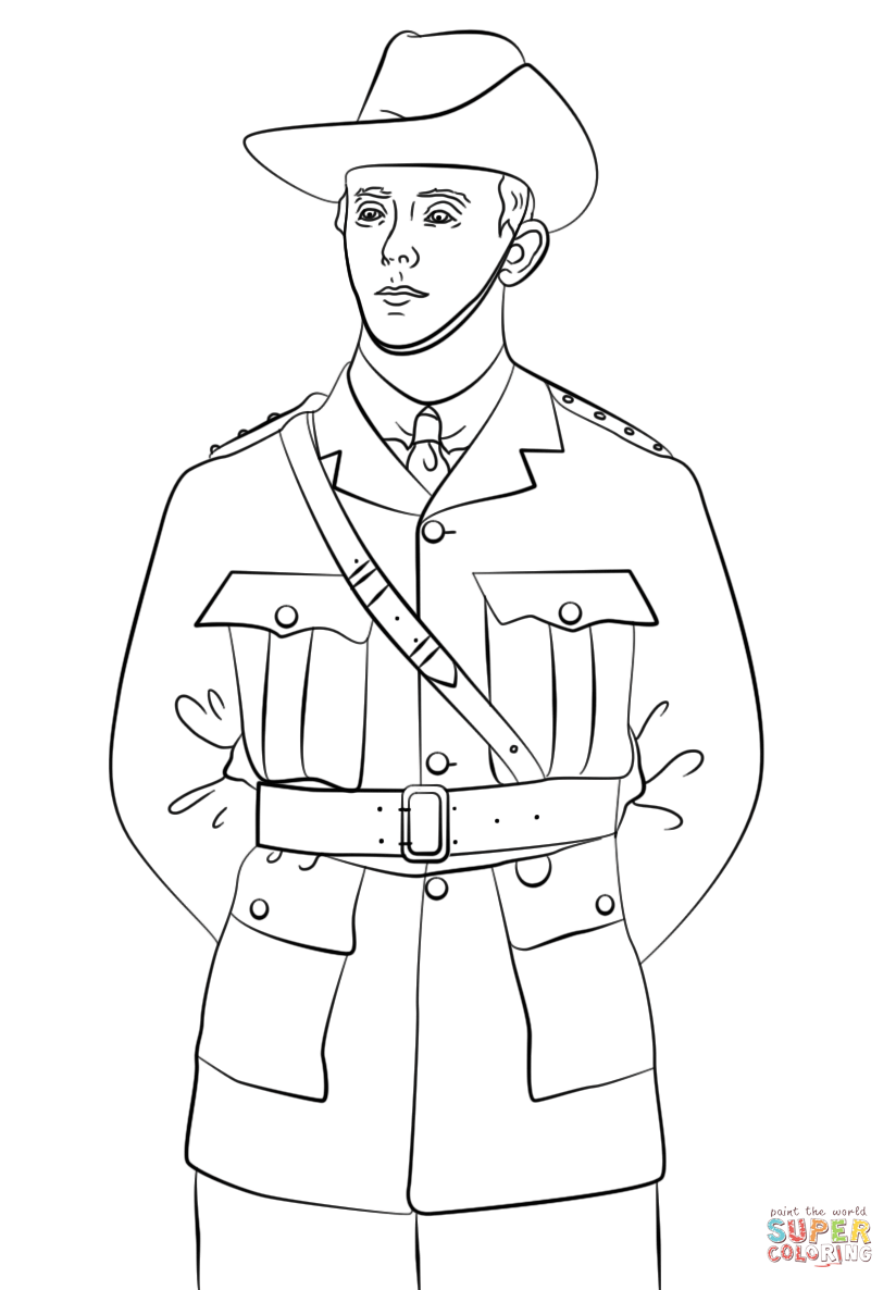 ANZAC Soldier coloring page | Free Printable Coloring Pages
