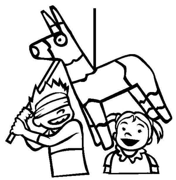 Blindfold Boy Hitting Pinata Coloring Page | Kids Play Color - ClipArt Best  - ClipArt Best