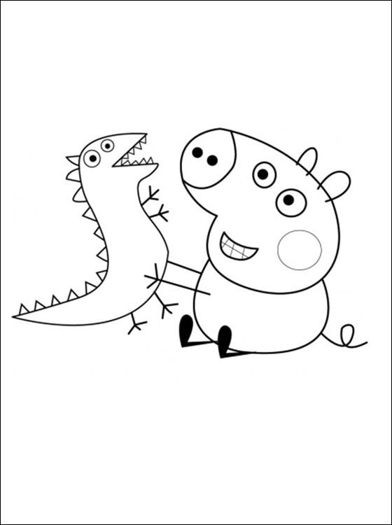 George Pig and his toy Dinosaur | Coloring pages | Peppa pig ...