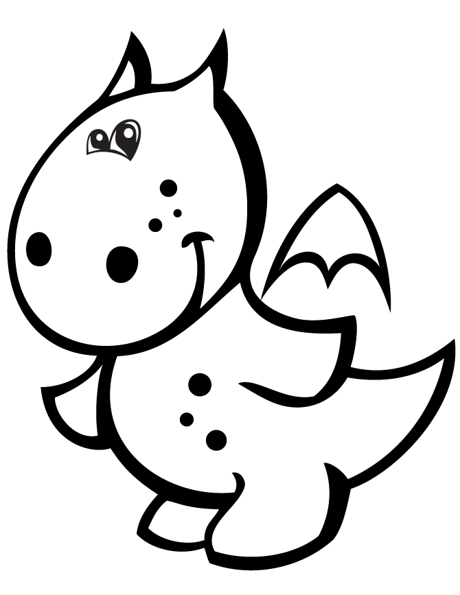Easy Baby Dragon Cartoon Coloring Page | Free Printable Coloring Pages