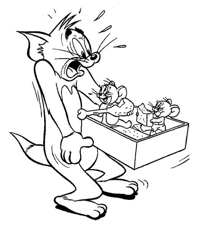 Tom and Jerry Coloring Pages : Tom Shocked See Two Jerry Coloring 