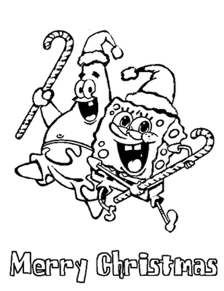 Spongebob & Patrick Marry Christmas Coloring Page