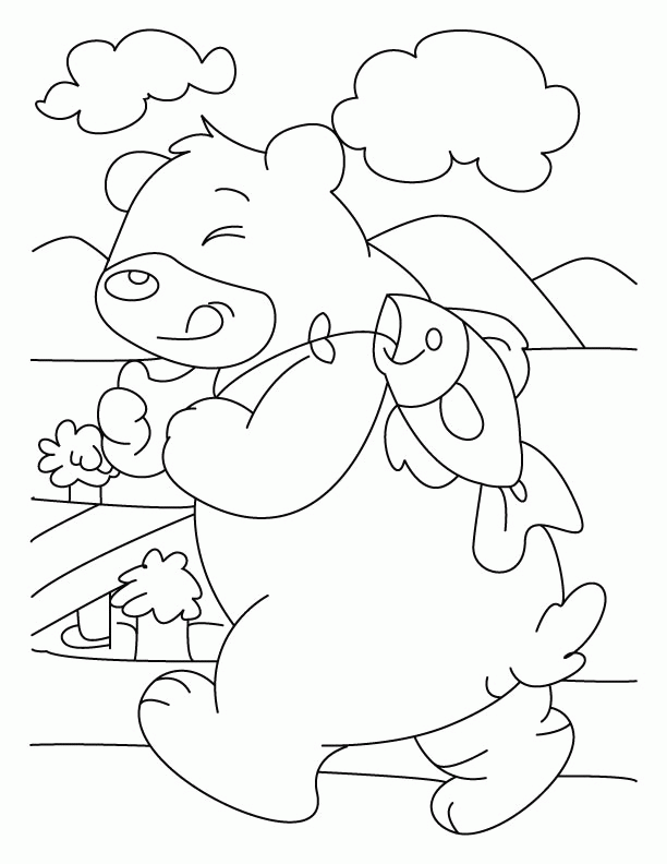 bear fishing Colouring Pages