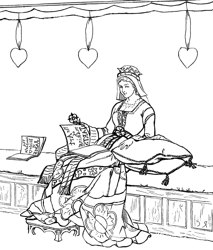 princess reading Colouring Pages