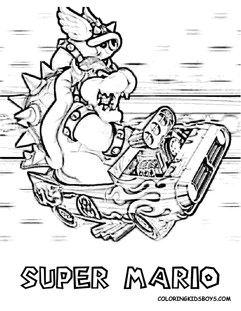 Bowser Mario Kart Coloring Pages - High Quality Coloring Pages