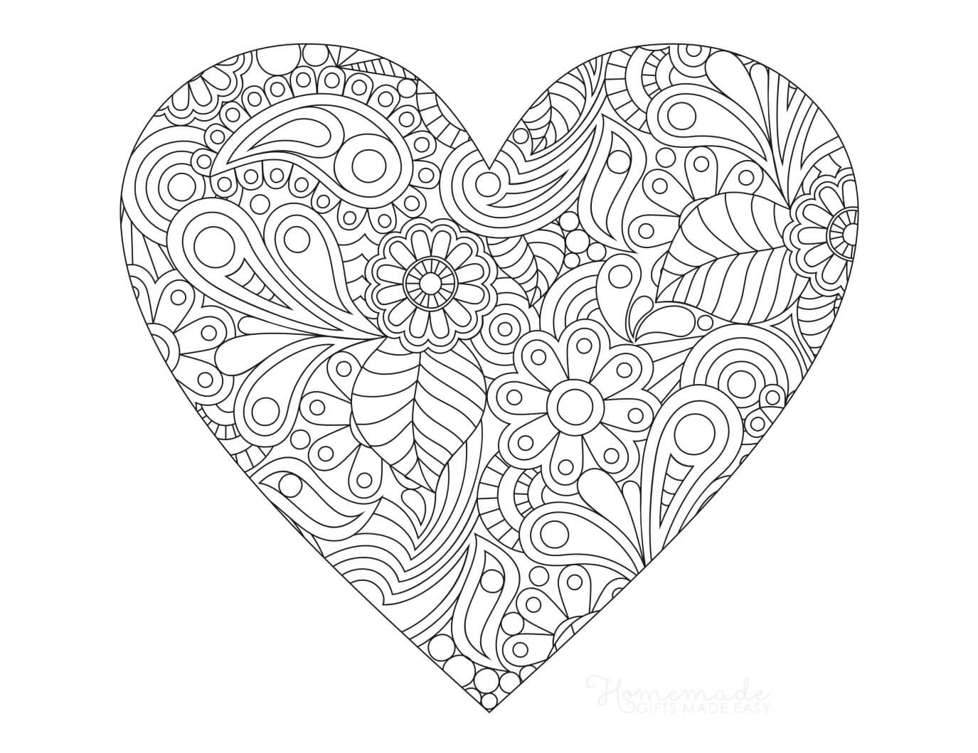 48 Printable Heart Coloring Pages for Adults - Happier Human