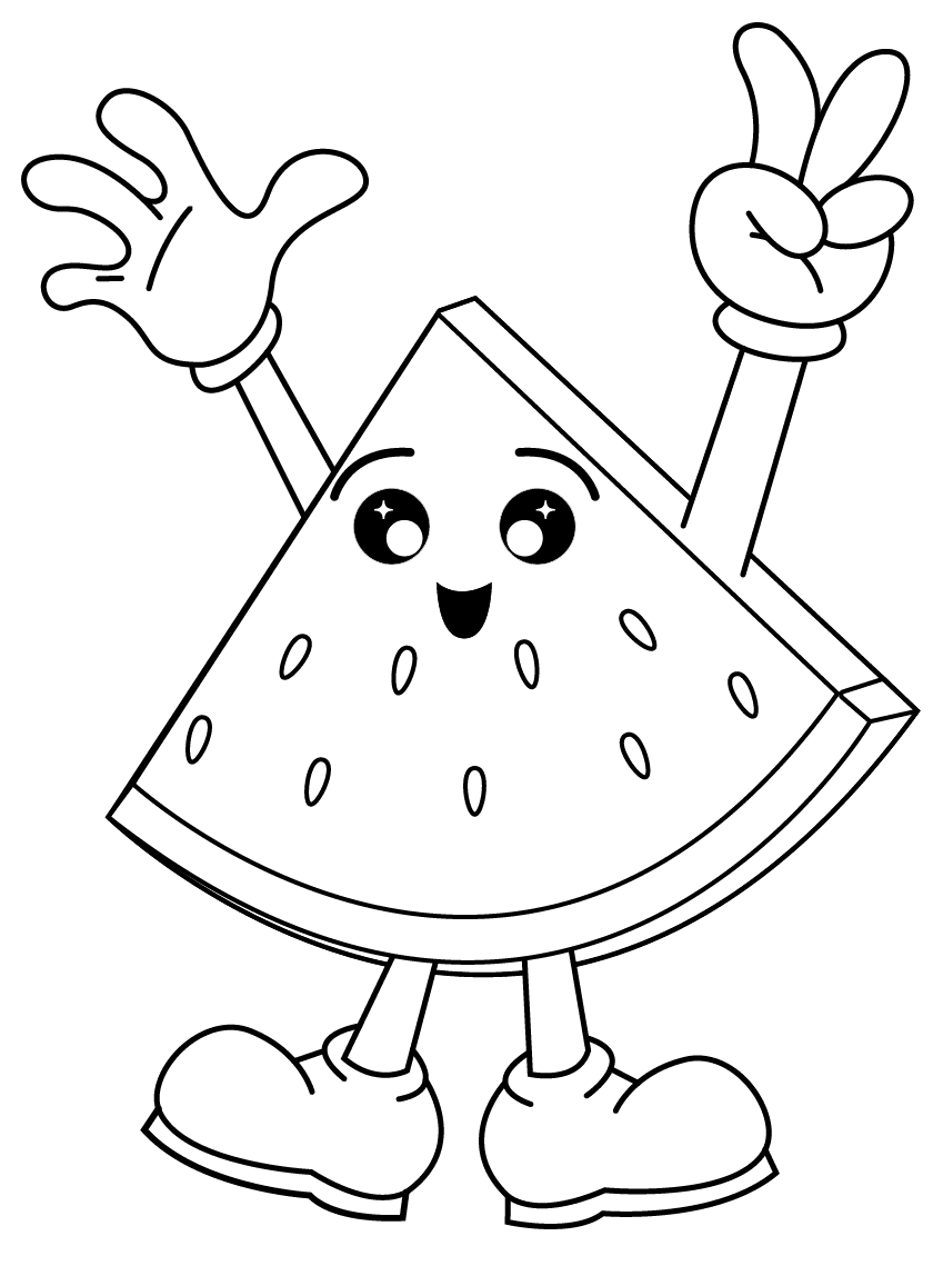 Funny Kawaii Watermelon Coloring Pages - Watermelon Coloring Pages - Coloring  Pages For Kids And Adults